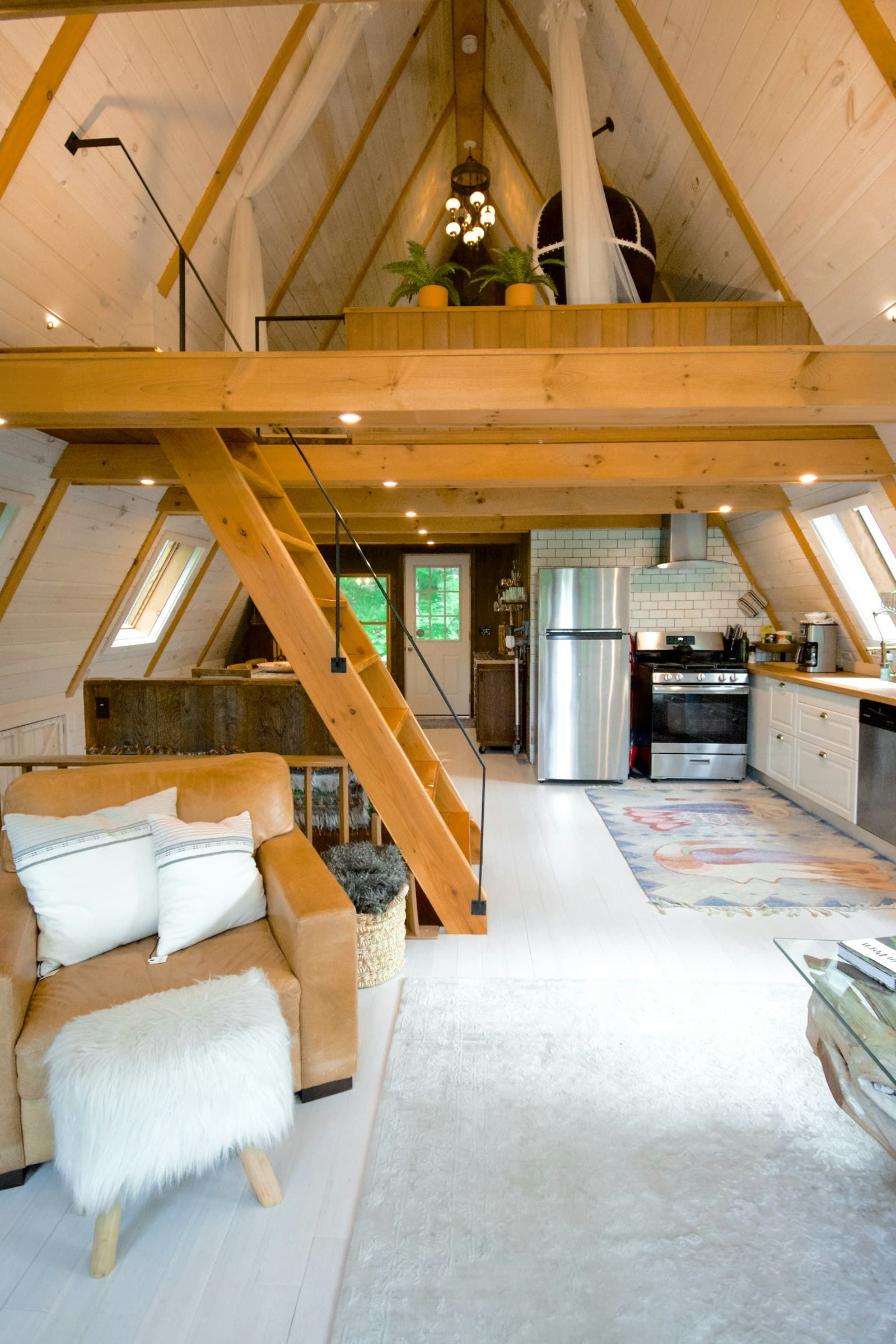 Exposed timber framing in a finished home